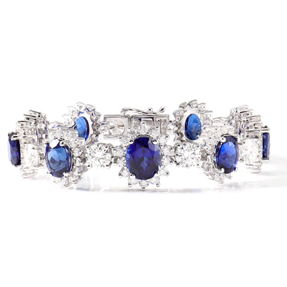 Oval-Cut Blue Sapphire Tennis Bracelet