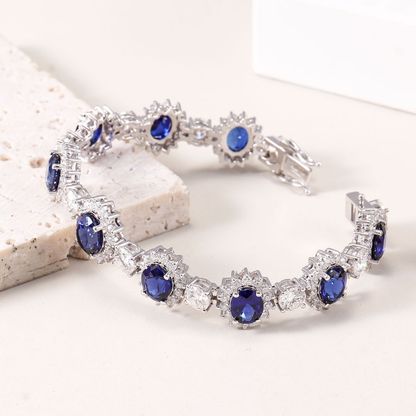 Oval-Cut Blue Sapphire Tennis Bracelet