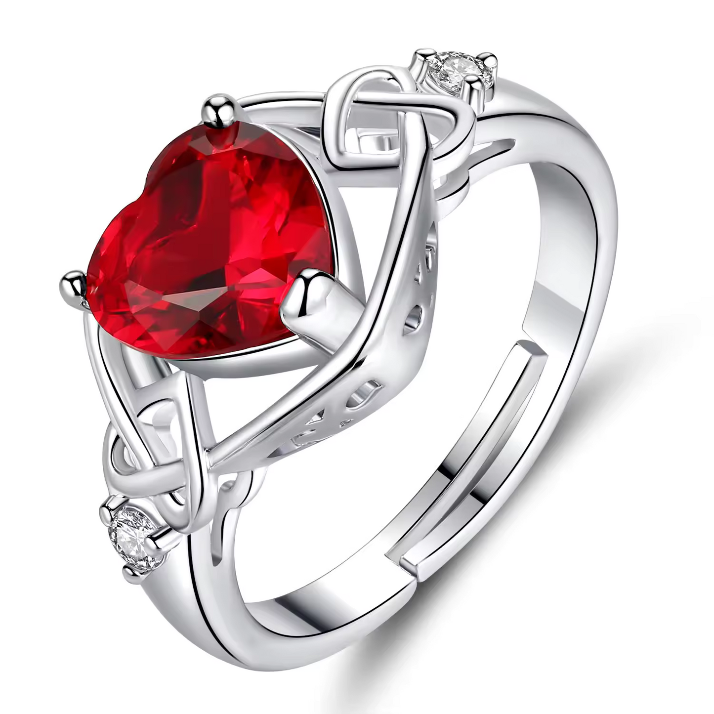 Red Zircon Heart Jewelry Set