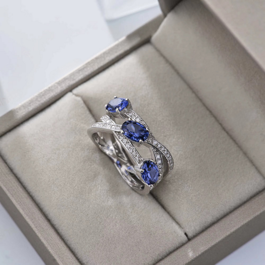 Round Sapphire Moissanite Infinity Ring