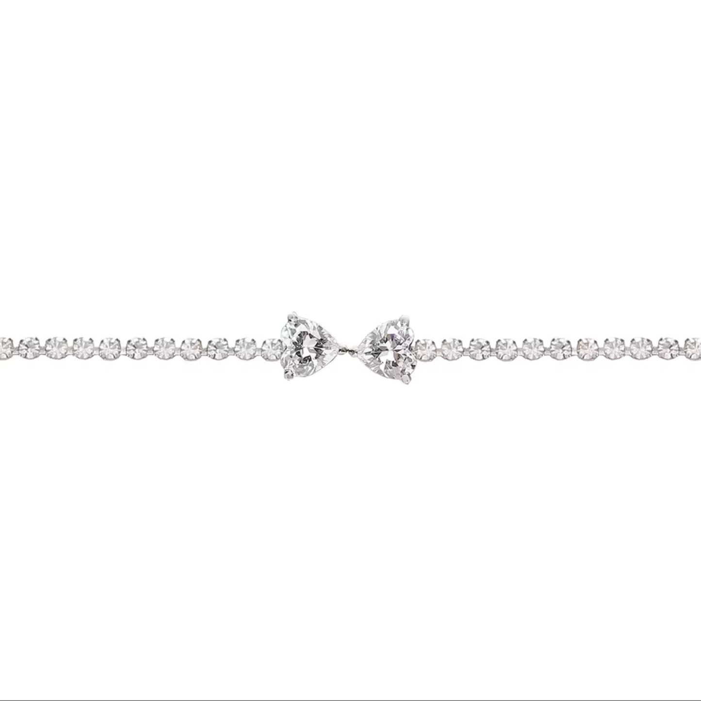 Transparent Peach Heart Tennis Bracelet