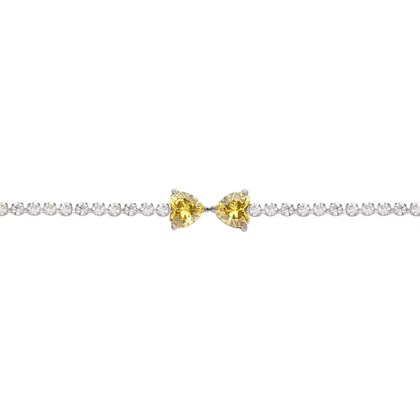 Transparent Peach Heart Tennis Bracelet