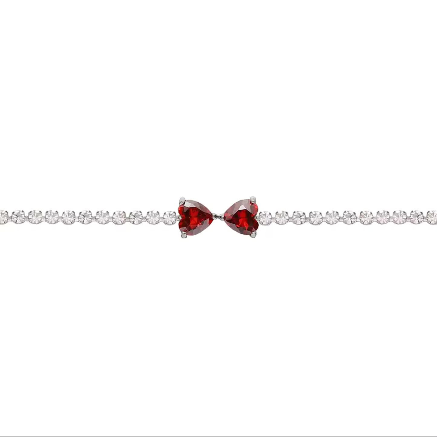 Transparent Peach Heart Tennis Bracelet