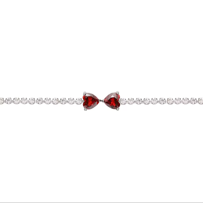 Transparent Peach Heart Tennis Bracelet