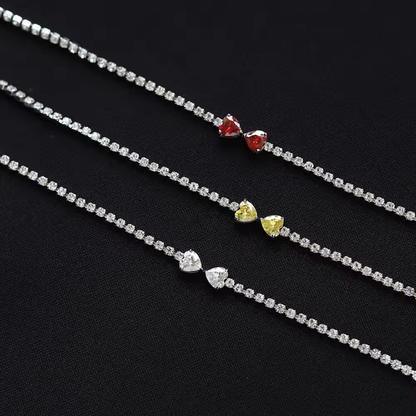 Transparent Peach Heart Tennis Bracelet