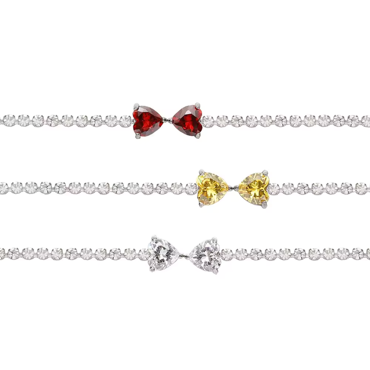 Transparent Peach Heart Tennis Bracelet