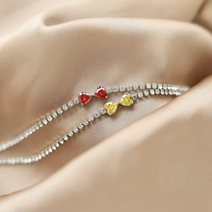 Transparent Peach Heart Tennis Bracelet