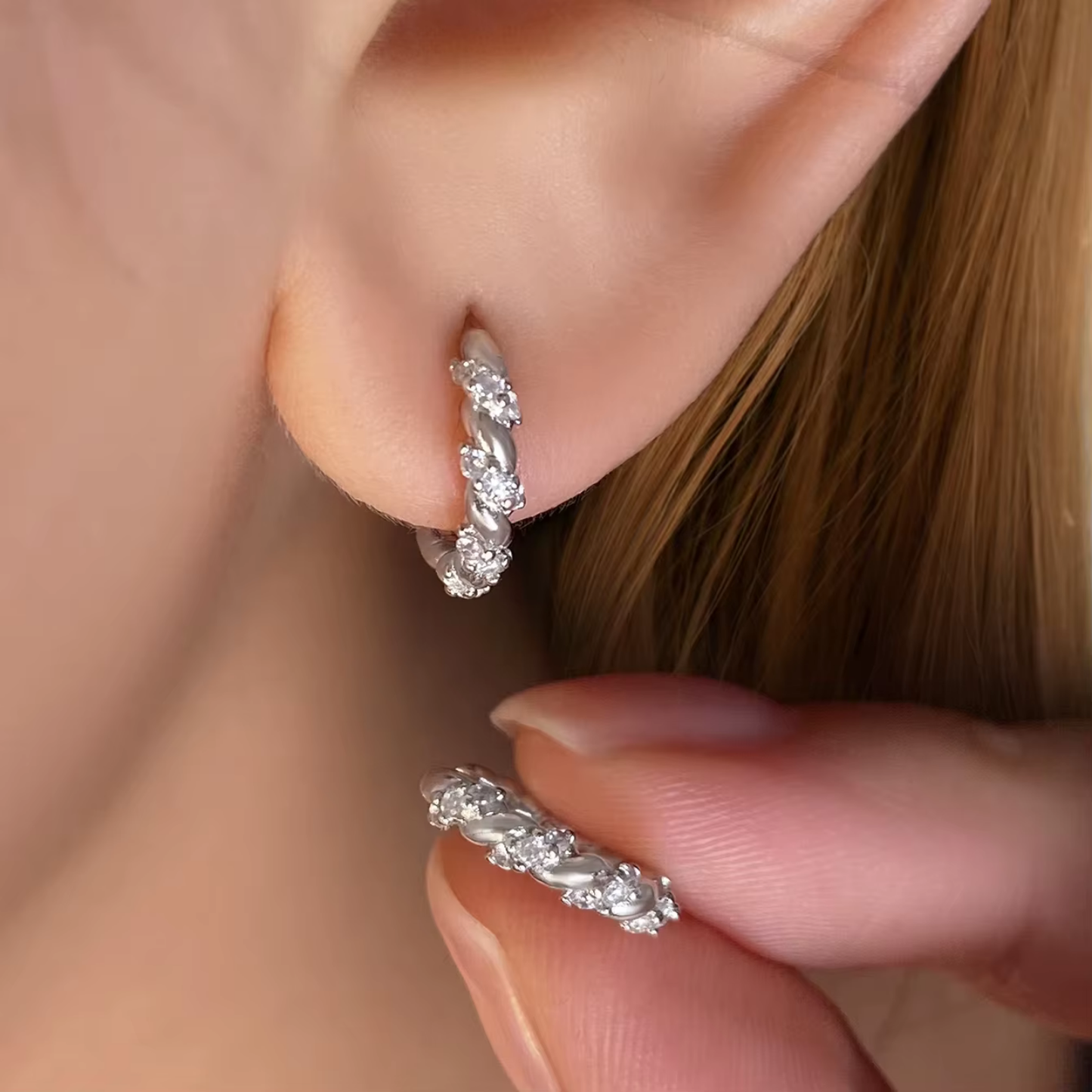 Twist Huggie Hoop Earrings