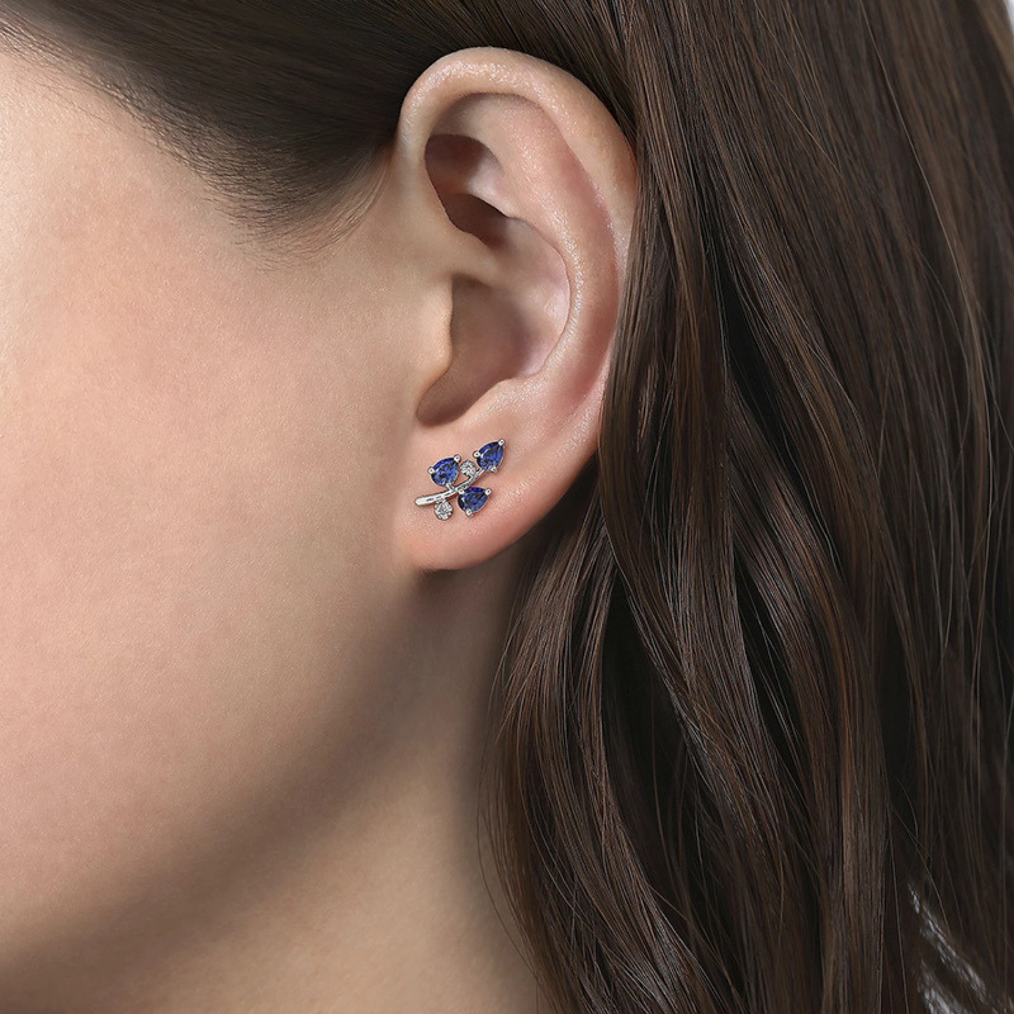 Azure Leaf Blue Crystal Earrings