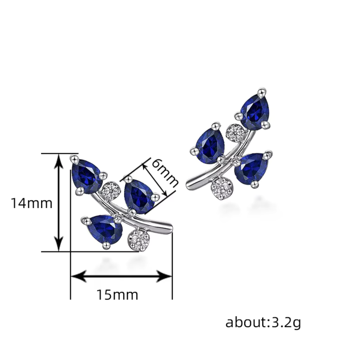 Azure Leaf Blue Crystal Earrings