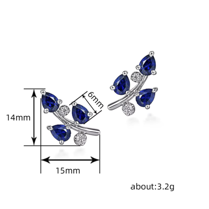 Azure Leaf Blue Crystal Earrings
