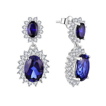 Blue Zircon Flower Stud Earrings