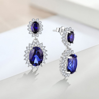 Blue Zircon Flower Stud Earrings