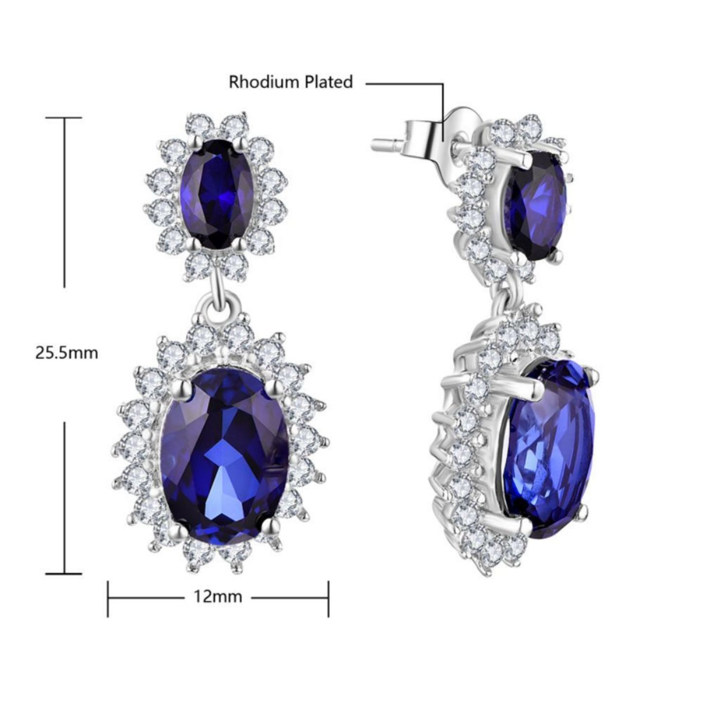 Blue Zircon Flower Stud Earrings