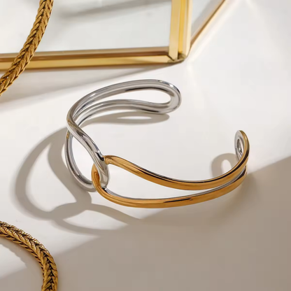 Two-Tone Gold & Silver Open Cuff Bracelet