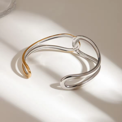 Two-Tone Gold & Silver Open Cuff Bracelet