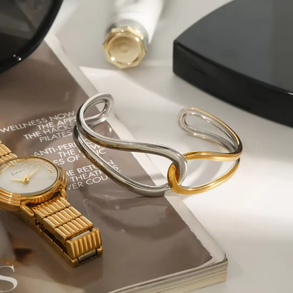 Two-Tone Gold & Silver Open Cuff Bracelet