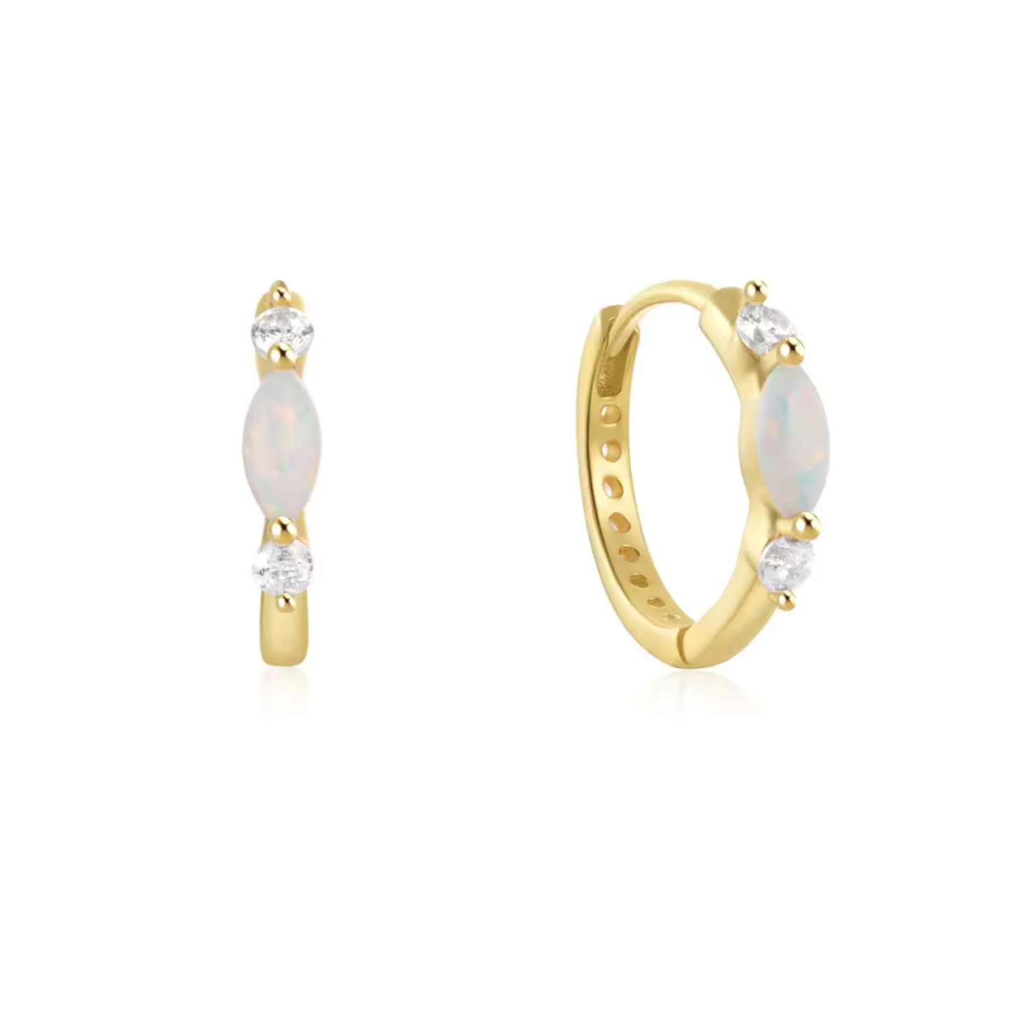 Vermeil Oval Cubic Zirconia Huggie Earrings