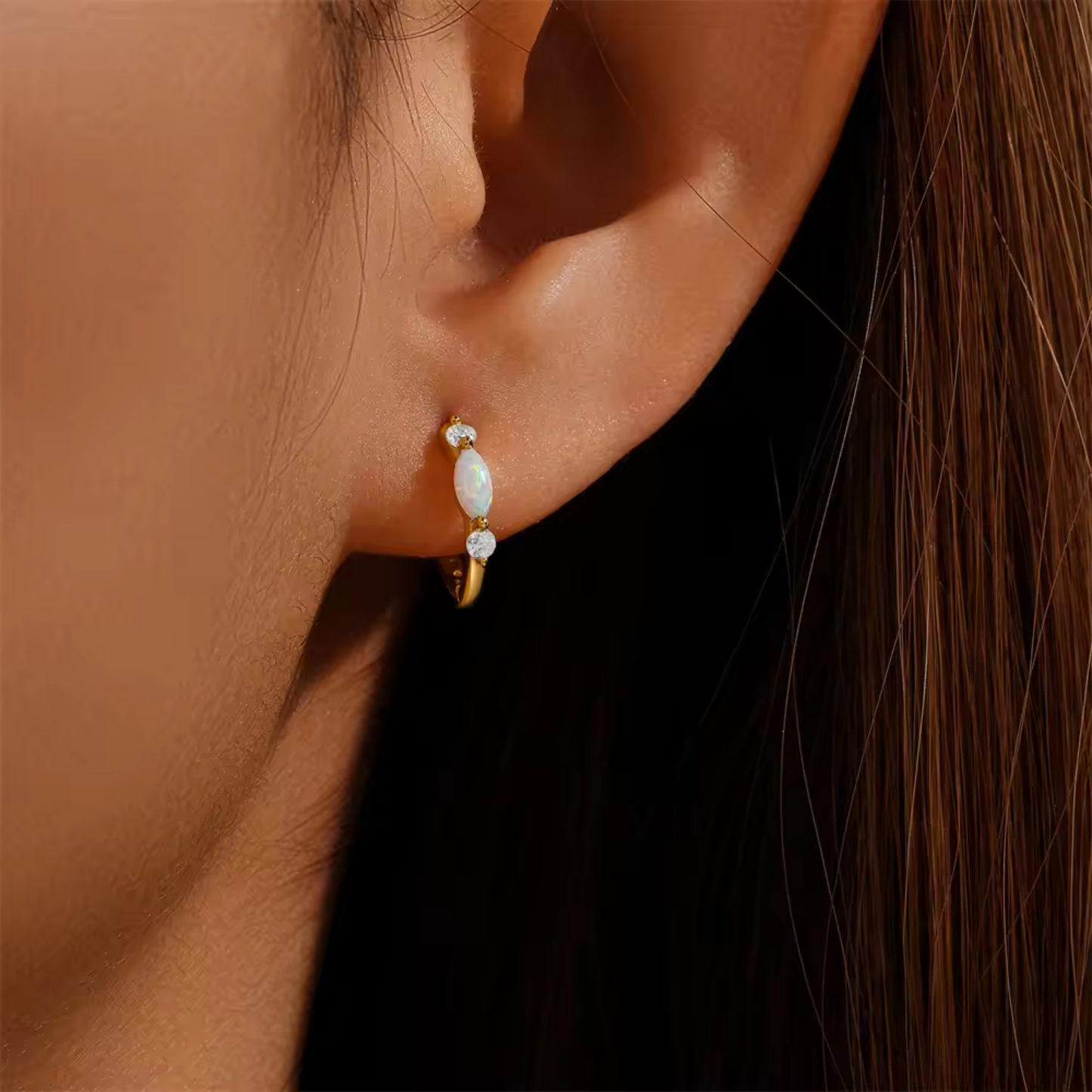 Vermeil Oval Cubic Zirconia Huggie Earrings