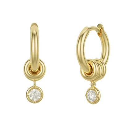 White CZ Drop Tube Earrings
