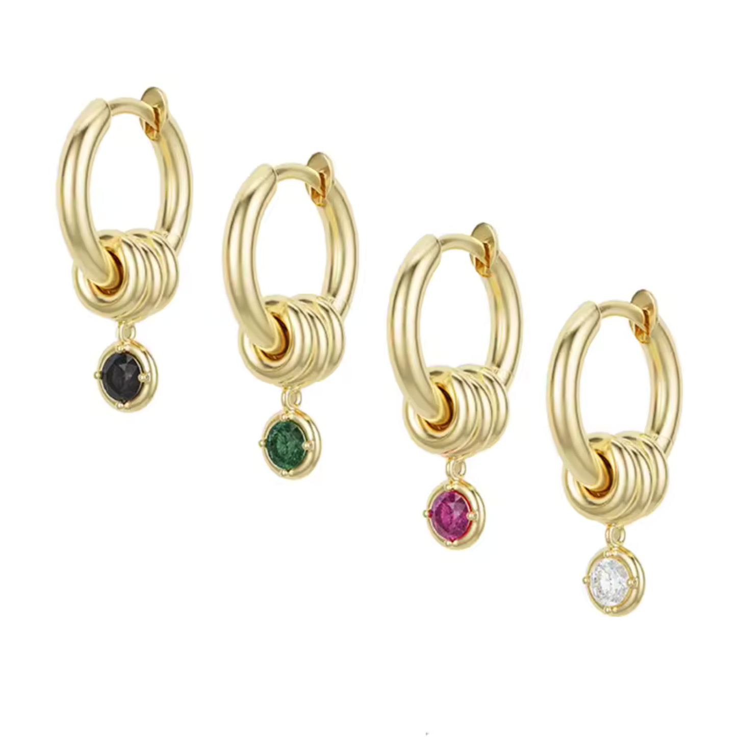 White CZ Drop Tube Earrings
