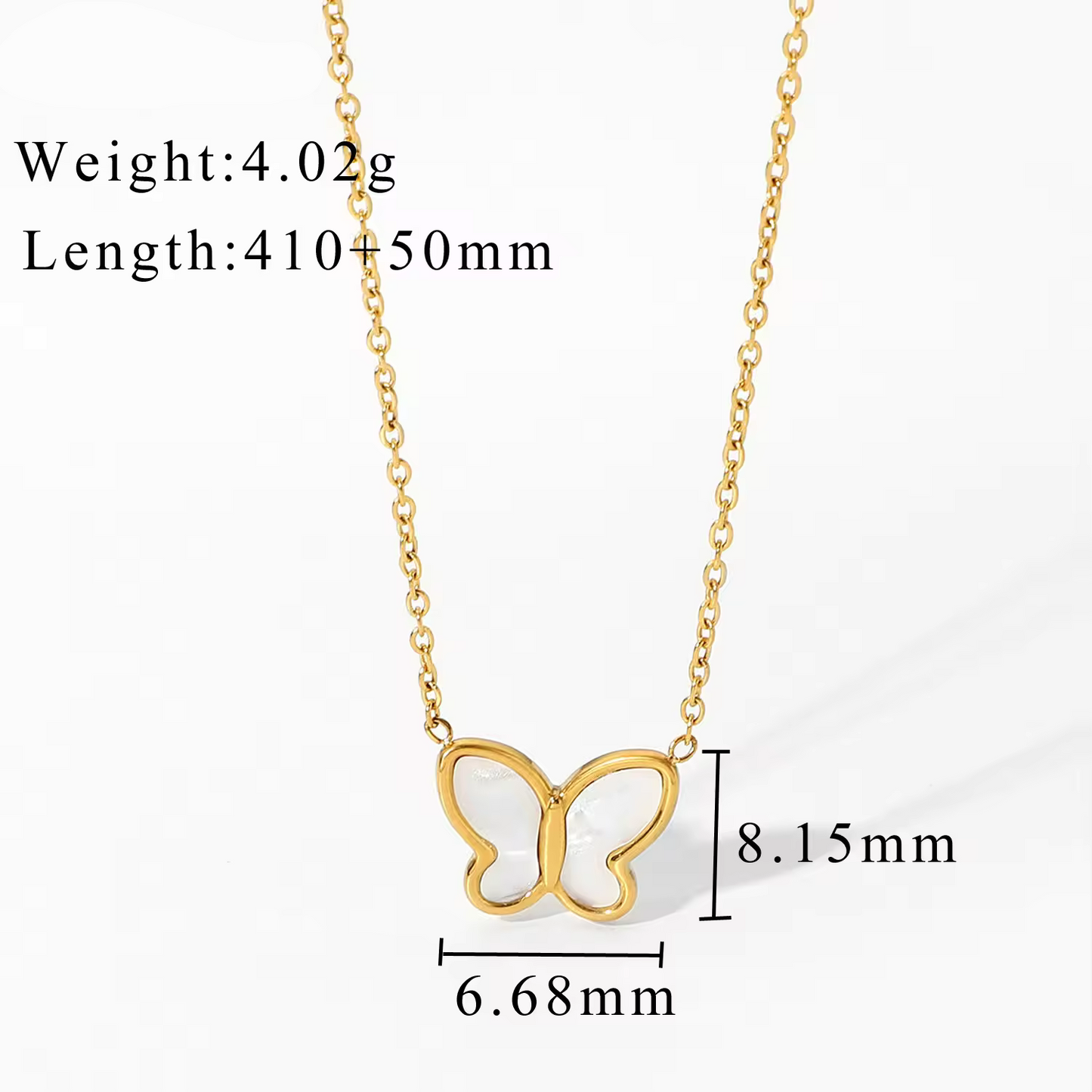White Mother of Pearl Butterfly Necklace