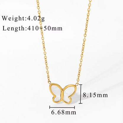 White Mother of Pearl Butterfly Necklace