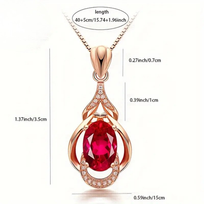 Exquisite Red Crystal Gold Necklace