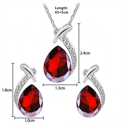 Red Crystal Mermaid Necklace & Earring Set
