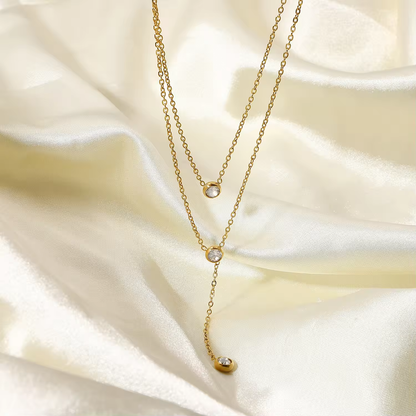 Y-Shaped Double Layer Zircon Necklace