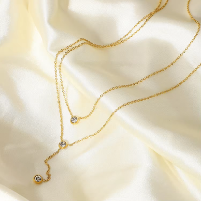 Y-Shaped Double Layer Zircon Necklace