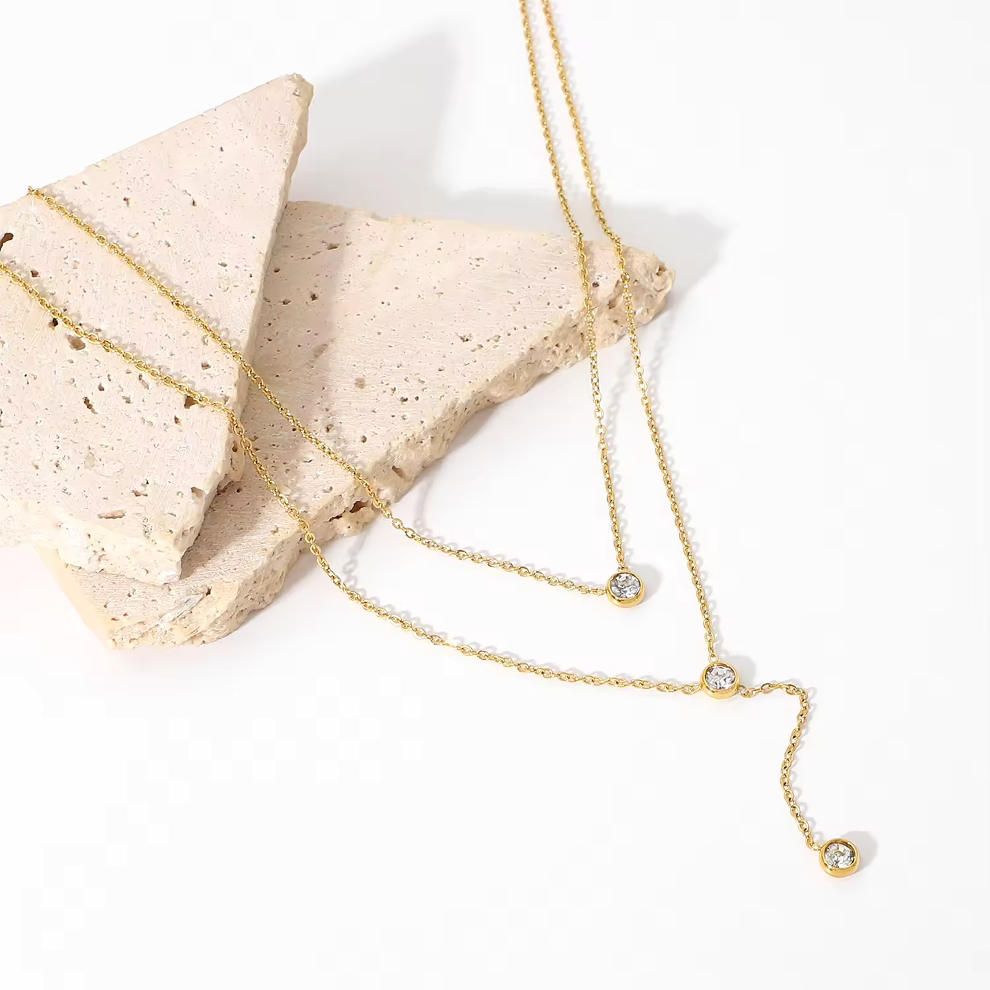 Y-Shaped Double Layer Zircon Necklace