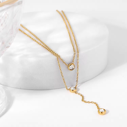 Y-Shaped Double Layer Zircon Necklace