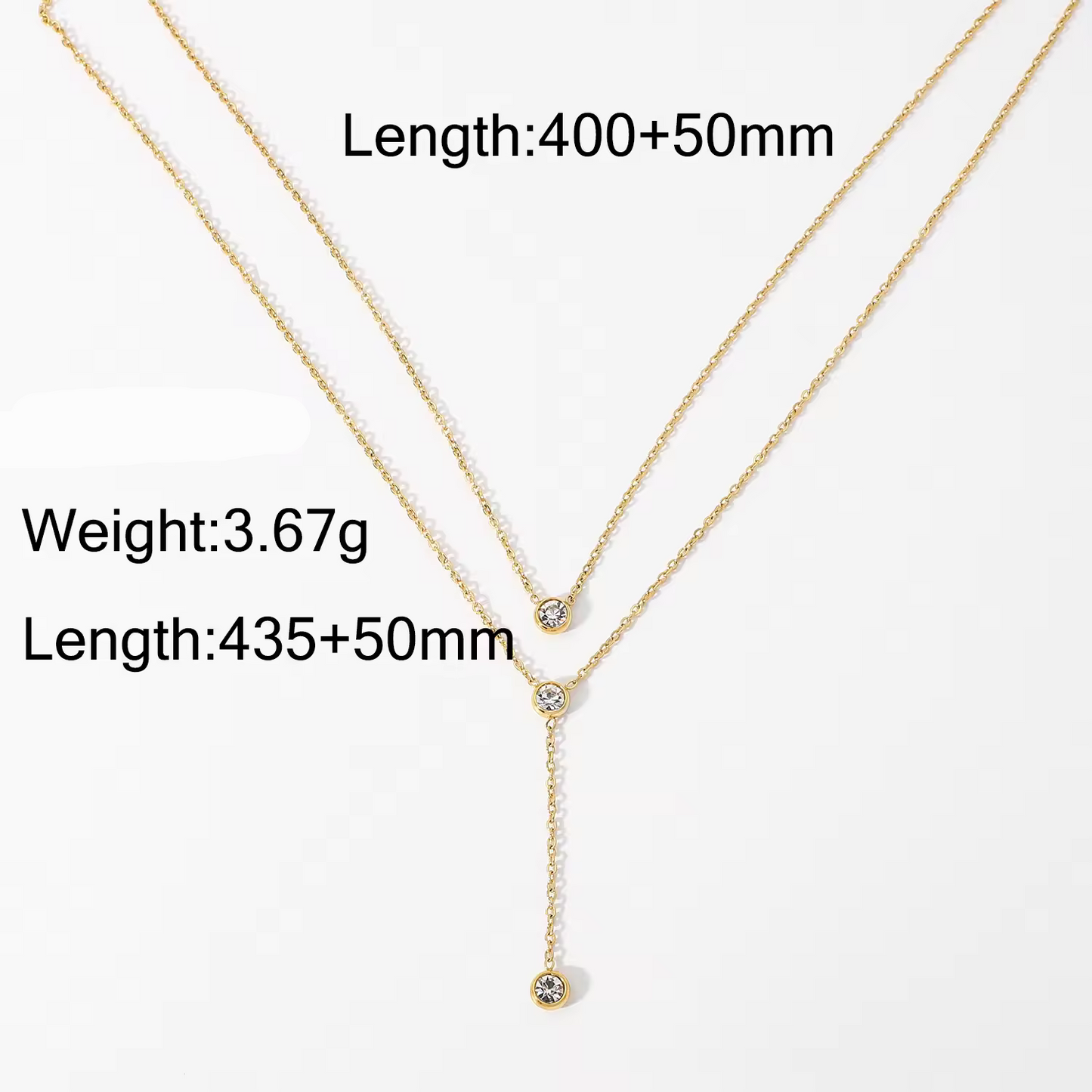 Y-Shaped Double Layer Zircon Necklace