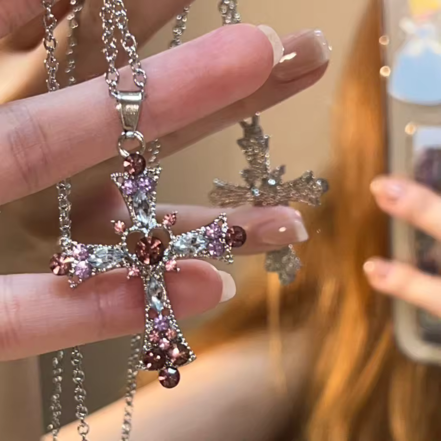 Zircon Heart Cross Necklace