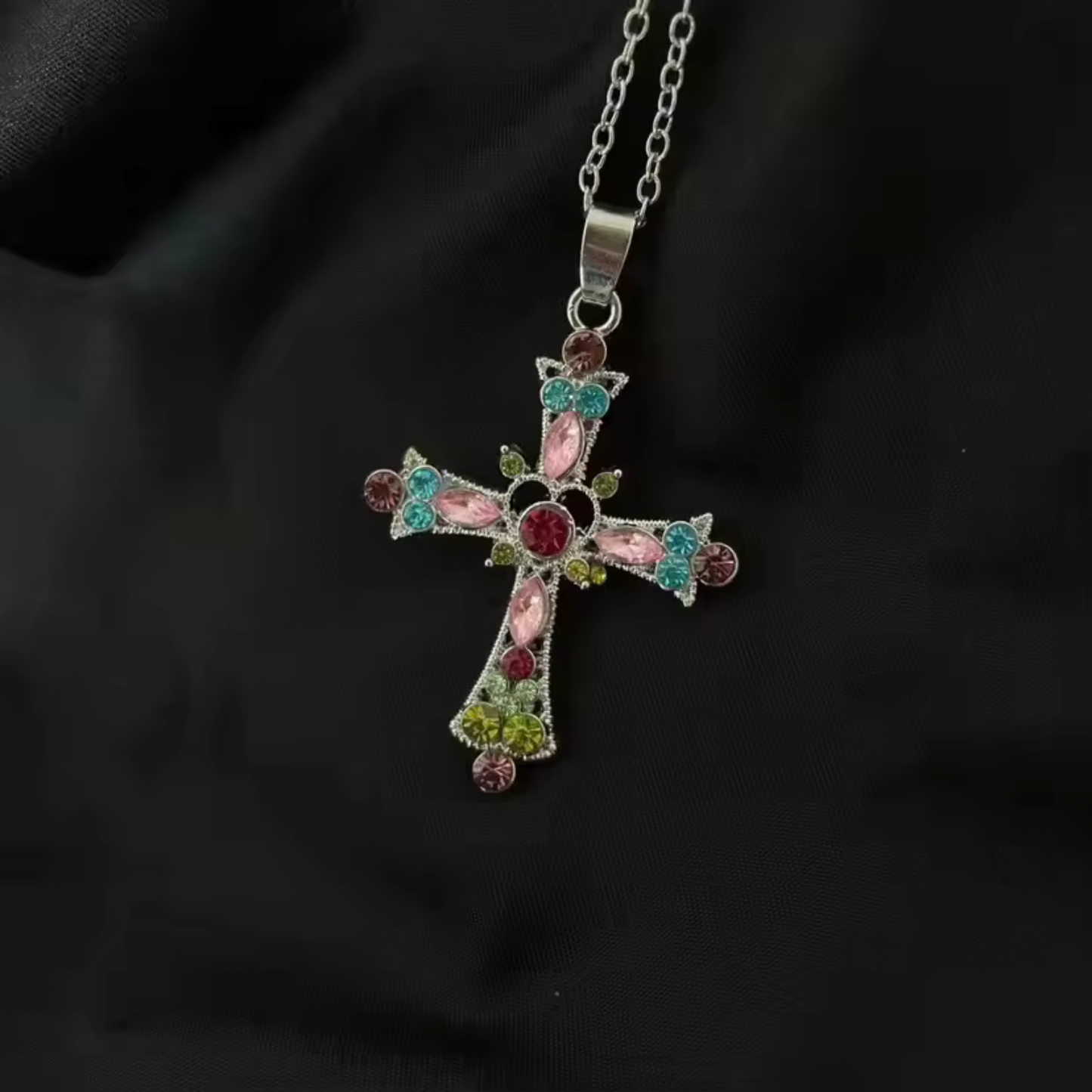 Zircon Heart Cross Necklace
