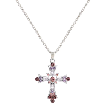 Zircon Heart Cross Necklace